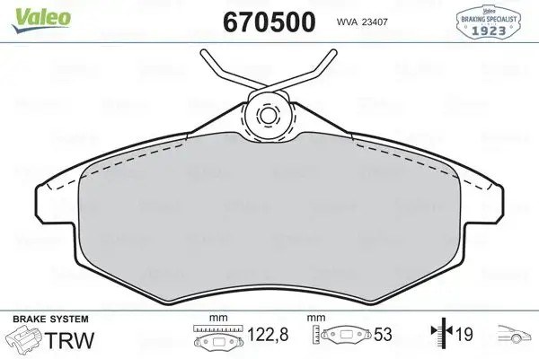 VALEO Citroen C3 1.4 Hdi 1.4 1.6 Ön Fren Balatası 123 mm