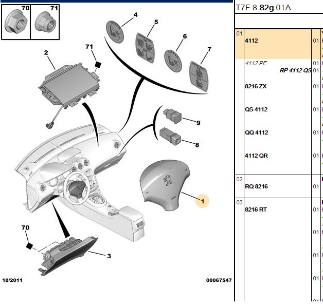 BİTAPART Hava Yastığı Sol Şöför Airbag Orjinal Peugeot 308