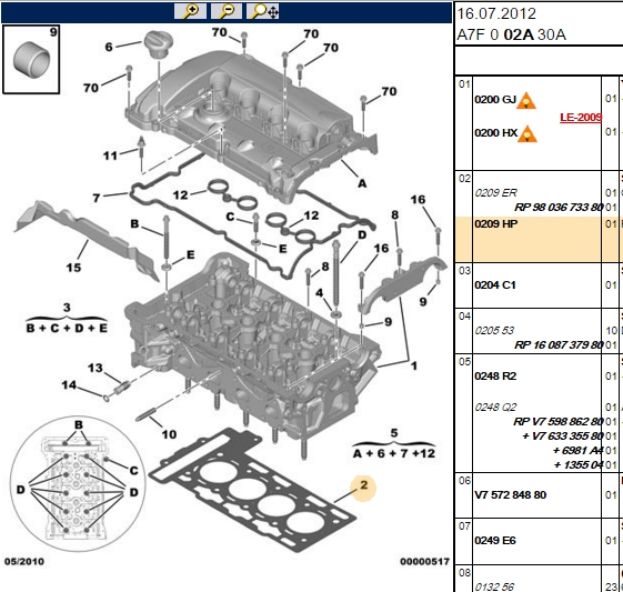 SILINDIR KAPAK CONTASI (130 mm) PEUGEOT 207 208 308 508 3008 5008 16 BMW F20 F21 118I 120I F30 F80 316I 320I EP6DT EP6CDT N13B16
