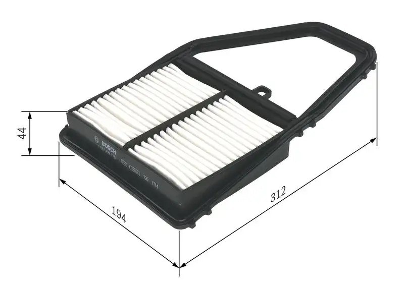 BOSCH Honda Civic 1.6 ve 1.4 Hava Filtresi Elemanı 312 x 194 x 43.5 mm