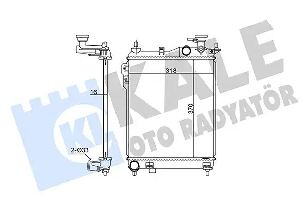 KALE Hyundai Getz 1.3/1.4 Su Radyatörü 370×318×16 mm Lehimli