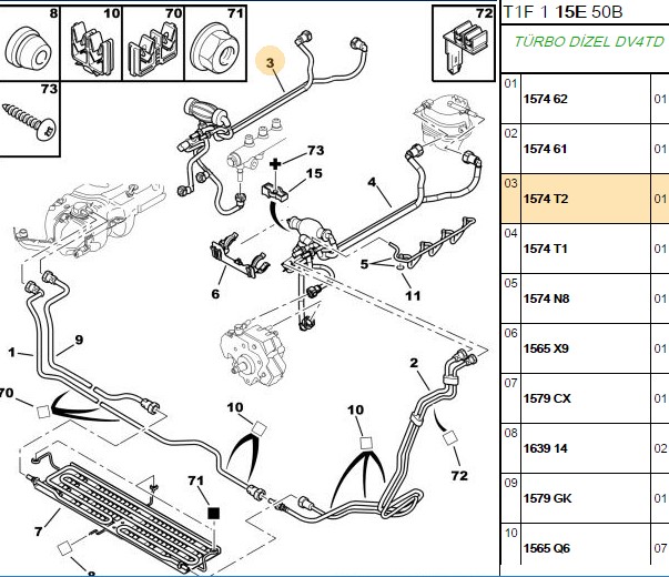 Meha P206 P307 XSara 1.4 HDI DV4TD Yakıt Borusu