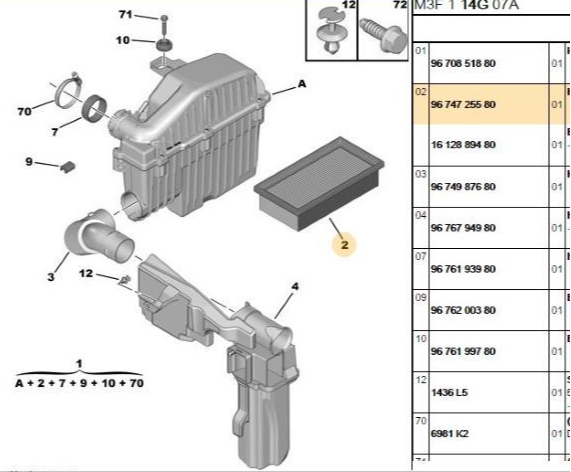 Hava Filtresi (Peugeot P2008, P208, P208 II, P301, P308 II, Citroen C-Elysee, C3, C4, Cactus, DS3, Opel Corsa F, Crossland X, 1.2 EB2)