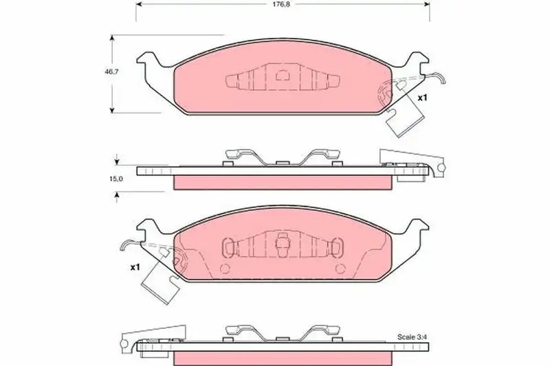 TRW Chrysler Stratus Ön Fren Balatası 176,8 mm
