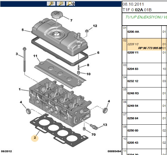 Silindir Kapak Contası (Peugeot P106, P206, Partner M59, Citroën Saxo, C2, C3 A51, Berlingo 1.4 8V TU3AE5)
