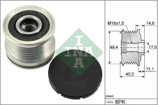 INA Seat Ateca 1.6 Tdi ve Skoda Fabia 1.6 Tdi Alternatör Kasnağı 6 Oluk