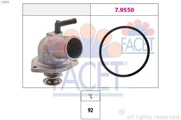 FACET Opel Astra G, Meriva A, Vectra B/C, Zafira A Termostat 92 °C