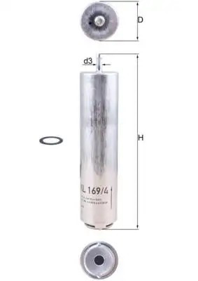 MAHLE BMW 320d E90 ve 520d F10 Boru Filtresi 54,6 mm Çap, 250,5 mm Yükseklik