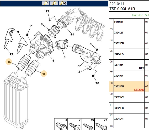 Turbo Hava Hortumu DV6TED4 (1.6 HDI) 307 308 3008 5008 Expert 3 C4 C4 Picasso Berlingo B9 Jumpy III (PSA OEM:0382FN;0382LX)