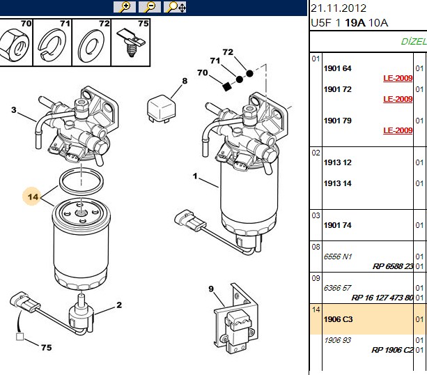 PURFLUX Fiat Doblo, Albea, Bravo Mazot Filtresi 85 mm