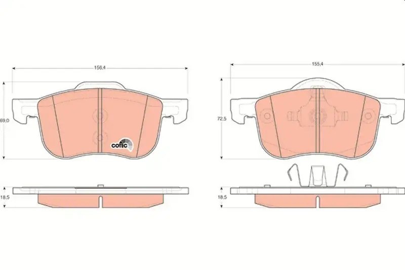 TRW Volvo S60 2.0T, S80 2.0, S60 D5 2.4 Ön Fren Balatası 18.5 mm