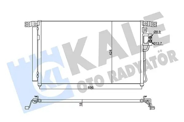 KALE Hyundai Santa Fe 2.2 Crdi Klima Radyatörü 674×424×18 mm Alüminyum Kurutuculu