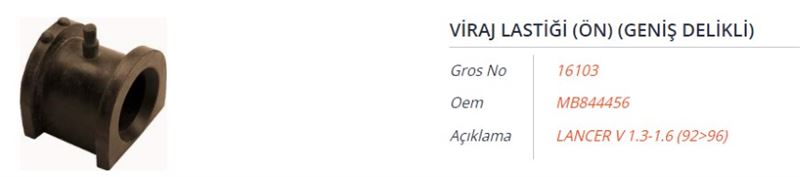 VIRAJ LASTIGI (ON) (GENIS DELIKLI) MITSUBISHI COLT IV-V  1.3-1.6-1.8 92-03 LANCER IV 1.3-1.5-1.6-1.8 88-92