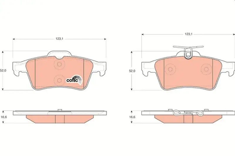 TRW Opel Vectra C Renault Laguna Ford Focus Peugeot 508 Arka Fren Balatası 123,1 mm