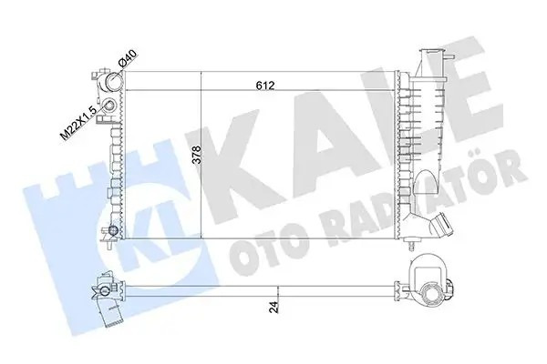 KALE Peugeot 306 ve Citroen Xsara 1.6/1.8 Radyatör 612×378×23 mm