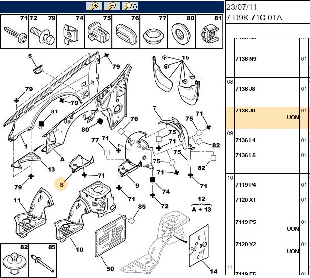 Ön Çamurluk Davlumbazı Arka Parçası Sağ (Peugeot 206 GTI)
