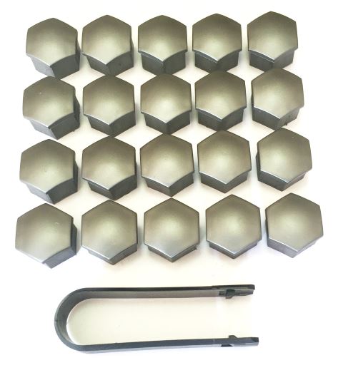 Bijon Kapak (Kömür Metalik) 20 Kapak + Çıkarma Aparatı (A5, Fabia, Golf, Jetta)