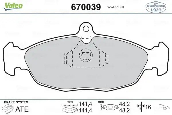 VALEO Opel Corsa B ve Astra F Ön Fren Balatası 141 mm