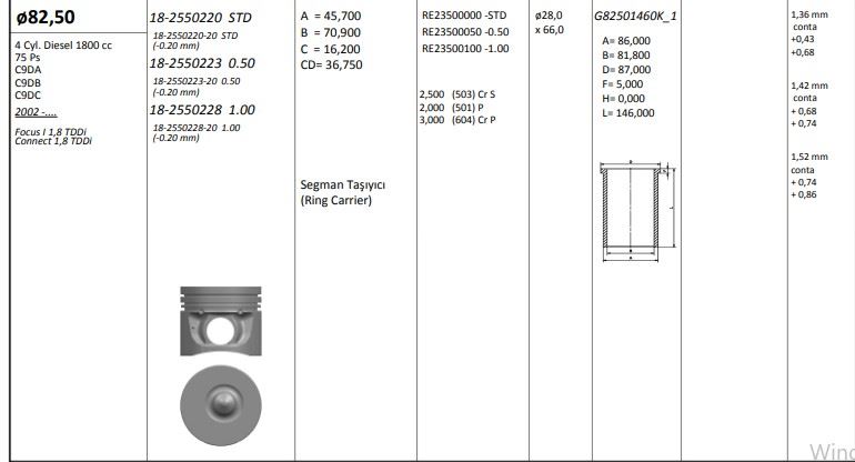 KingPiston Piston (FORD Transit Connect 1.8 TDCI 01-) 1.00