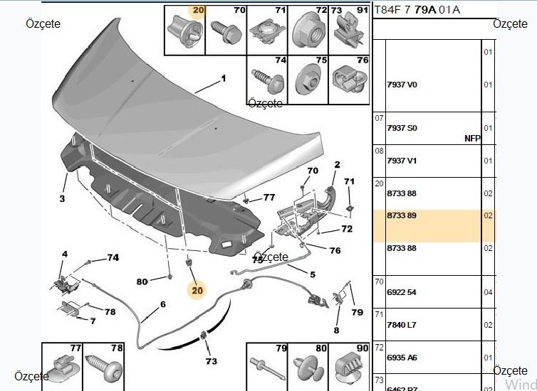 Motor Kaput Ayar Takozu (P301/P308/P508/P3008) (Celys C4 II 2LİK)