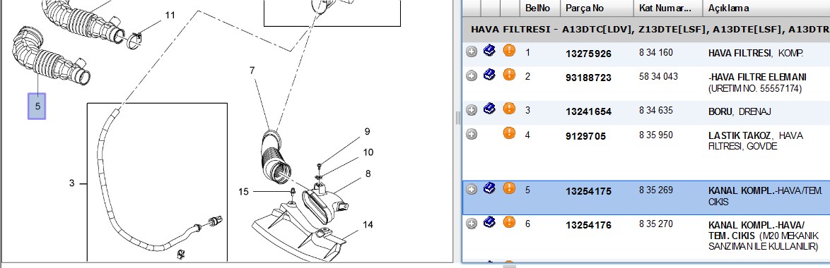 HAVA FILTRE KORUGU CORSA E A13DTR A13DTC A13DTH
