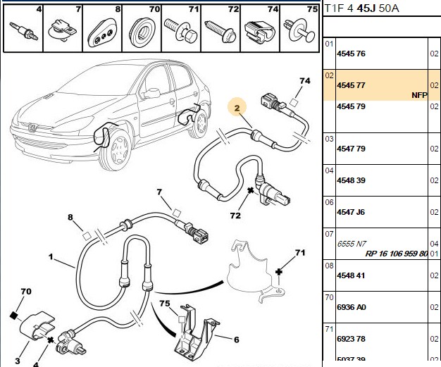 ABS SENSORU PEUGEOT 206