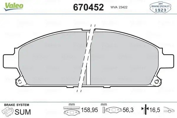 VALEO Honda Accord 2.0 ve Civic 1.6 Ön Fren Balatası 159 mm