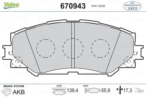 VALEO Toyota Corolla ve Subaru Impreza Ön Fren Balatası 139 mm