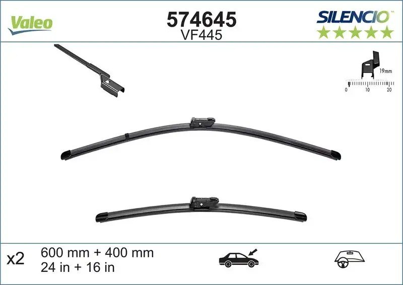 VALEO Opel Combo Peugeot 208 Ford Ranger Silecek Süpürgesi 600+400 mm
