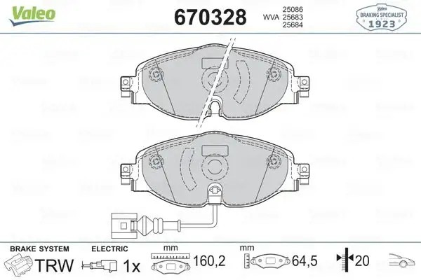 VALEO Skoda Octavia ve Seat Leon Ön Fren Balatası 160 mm