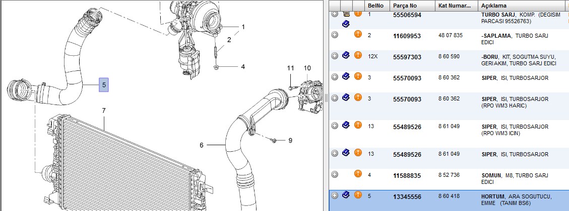 TURBO HORTUM ASTRA K 1.6CDTI