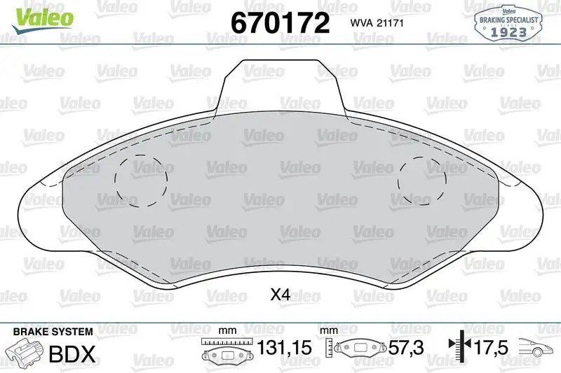VALEO Ford Escort 1.6 Ön Fren Balatası 131 mm