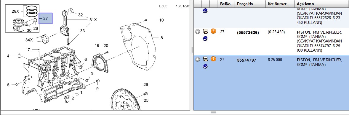 PISTON-SEKMAN (STD) OPEL INSIGNIA A ASTRA J A20DT  (625000)