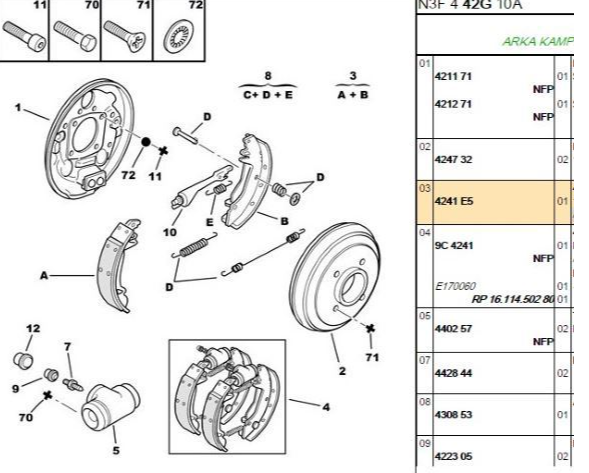Pabuçlu Balata (180X32 MM) Citroen XSARA, Peugeot P306 1.9 8V 97-00 XUD9, DW8