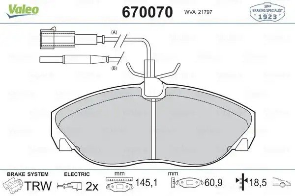 VALEO Boxer (OS) Ön Fren Balatası 145 mm