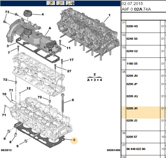 PSA Peugeot 308 1.6 BlueHdi Silindir Kapak Contası 1.4 mm