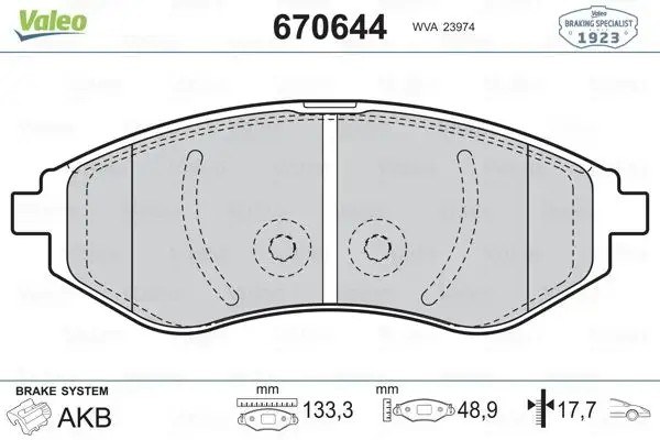 VALEO Chevrolet Kalos 1.2 ve Aveo 1.2 Ön Fren Balatası 48,9 mm