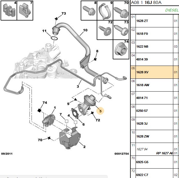 DODUCO EGR Valfi Peugeot 307 Ford Fiesta Citroen C3 1.4 HDI DV4 (14 HDI)