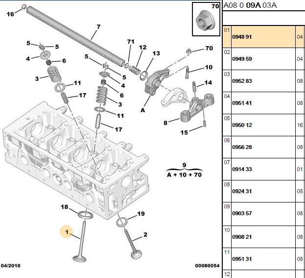 Gunes Takım Subap (8V) (Peugeot 106 206 306 TU3JP)