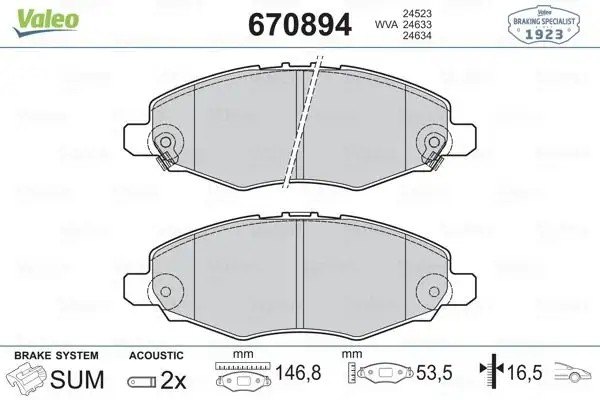Valeo Toyota Hilux 2.5 Ön Fren Balatası 147 mm