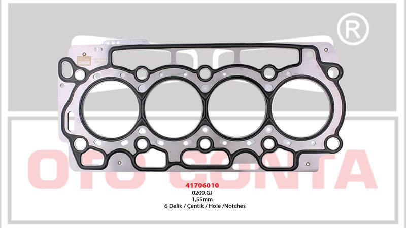 Silindir Kapak Contası 6 Delik Çelik MLS 1.55 mm (Ford Fiesta/Fusion, Peugeot P206/P207/P307, Bipper, Citroen C1/C2/C3/Nemo)