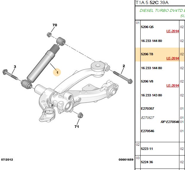 PSA Peugeot 206 1.4 Hdi ve 1.6 Arka Gaz Basıncı Amortisör