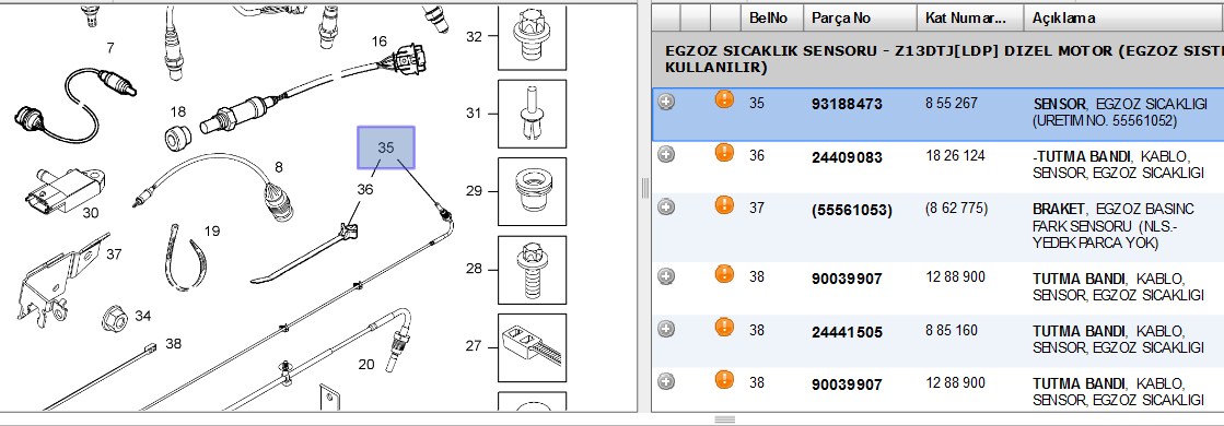 OKSIJEN SENSORU CORSA C CORSA D ASTRA H MERIVA A Z13DTH (855267)