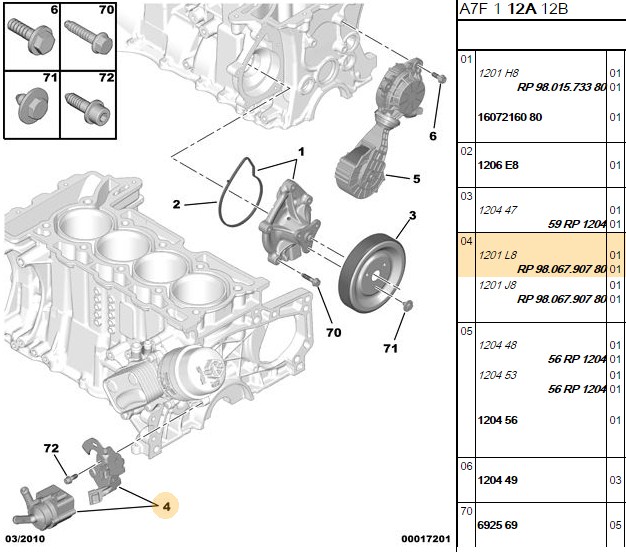 PSA Peugeot 406 2.0 EW10J4 ve C5 2.0 Hdi Su Pompası (Devirdaim)