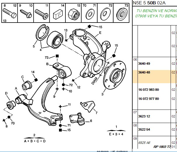 EUROREPAR Peugeot 306 1.8 ve 1.6 Ön Aksın Solu ve Sağı 18 mm Pimli Alt Rotil