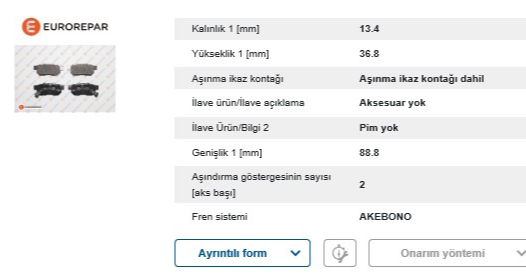 Fren Balatası Arka (89 mm) (HONDA CIVIC, JAZZ, ROVER 200/400)