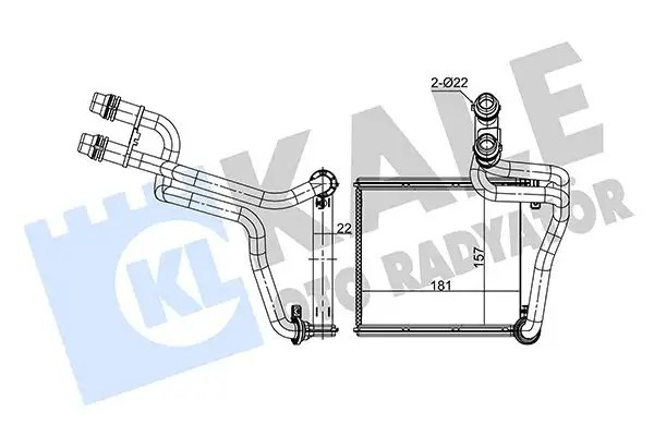 KALE Volkswagen Golf 6 ve Jetta 4 Kalorifer Radyatörü 157×181.4×22 mm