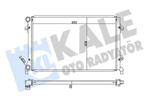 KALE Audi A3 1.6, Seat Altea 1.6 ve Volkswagen Golf 5 1.6 Radyatör 650x408x26 mm