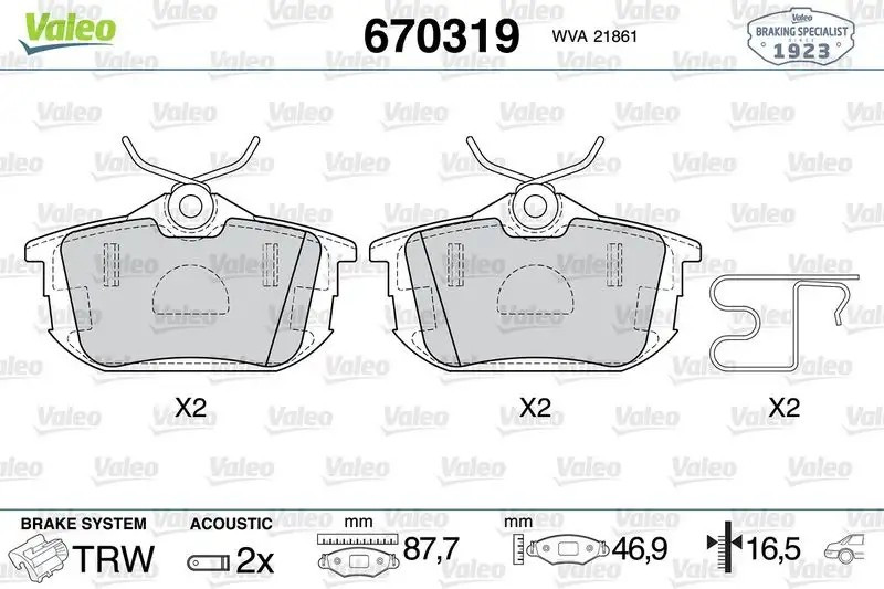 VALEO Mitsubishi Carisma ve Volvo S40 1.8 Arka Fren Balatası 88 mm