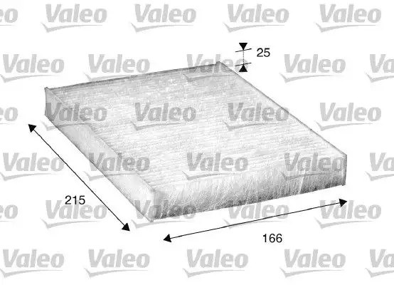 VALEO Fiat Idea ve Punto 1.2-1.4 Polen Filtresi Partikül Filtrasyonlu 215x164x25 mm